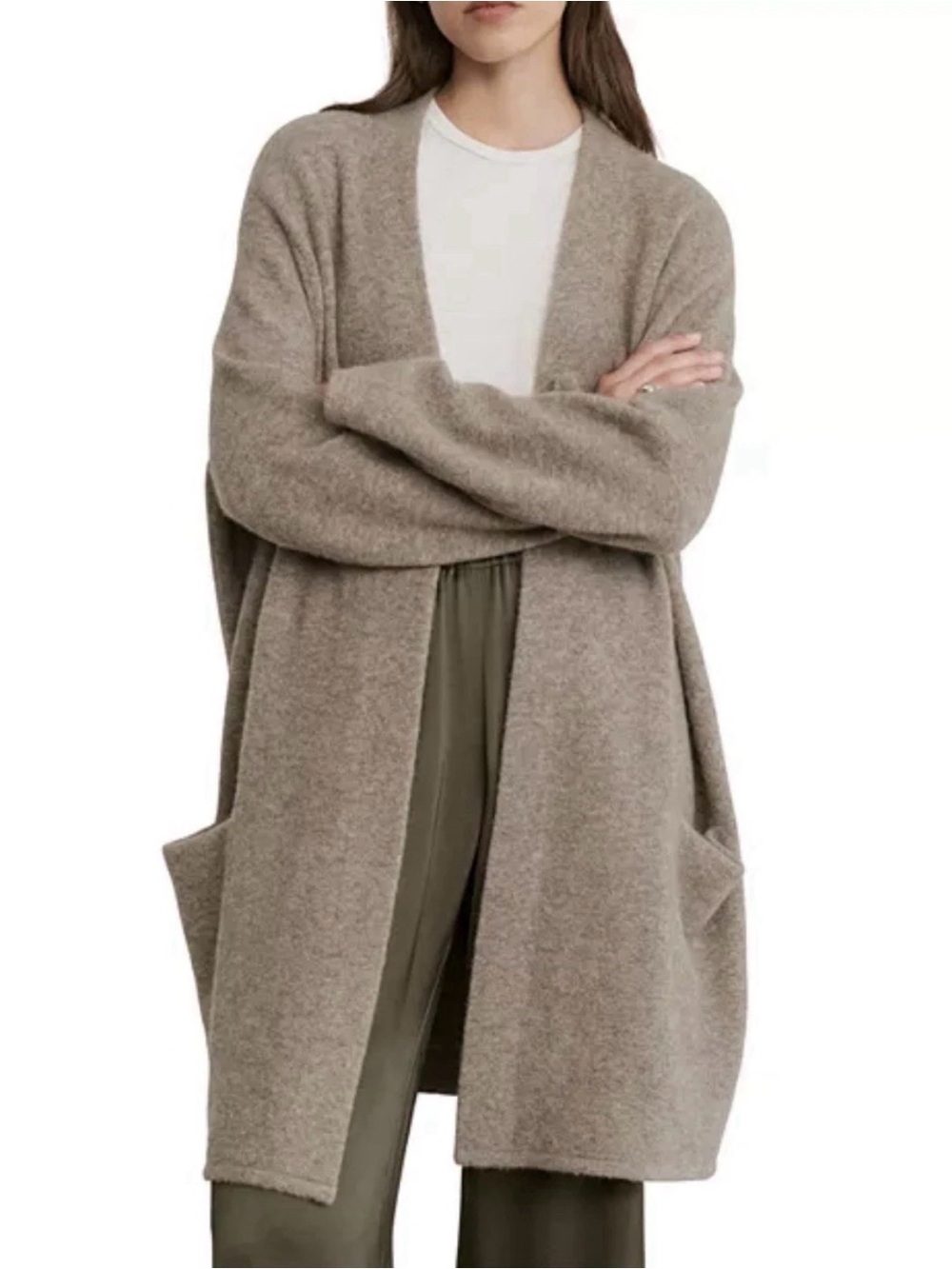 Long Cardigan Sweater Merino Wool Yak Quiet Luxury Oatmeal Jenni Kayne Coat XS